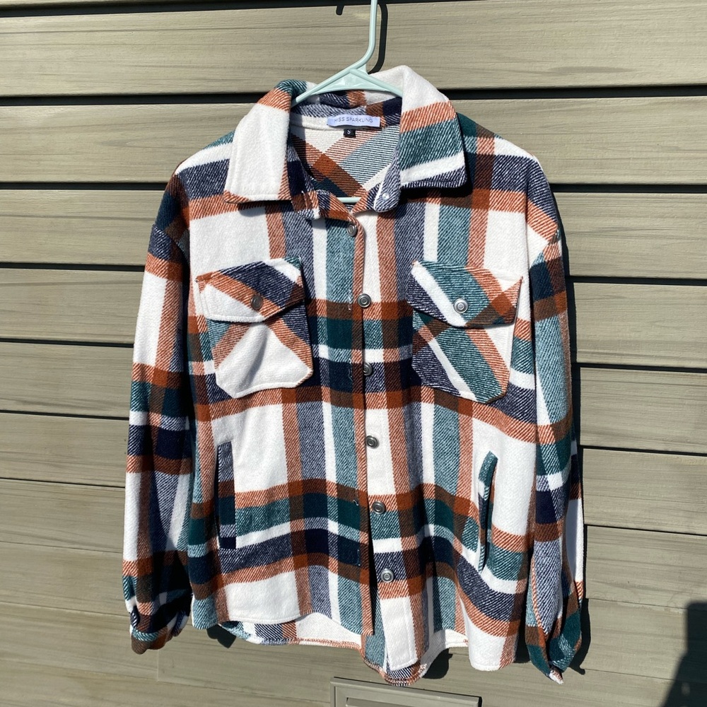 Miss sparkling plaid shacket. Plaid Button-Up Shirt
